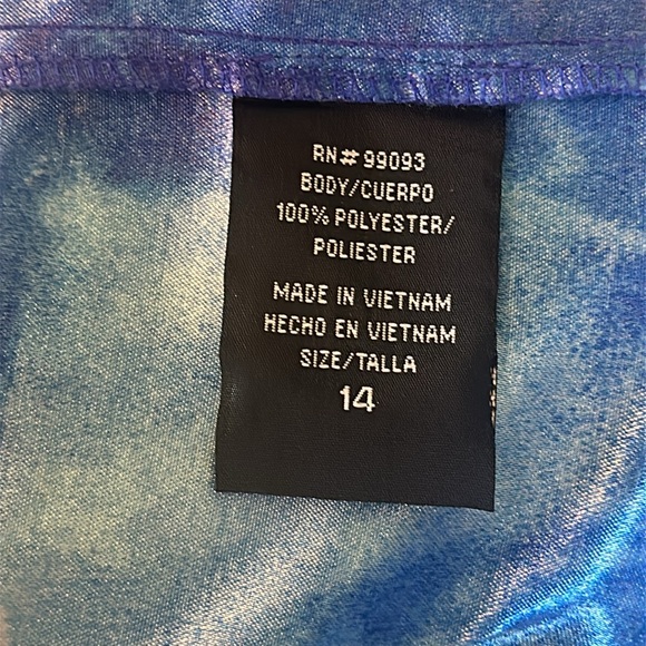 Dana Kay, Vibrant Dark/Light Blue Marble Patterned Midi Dress with Jacket. S-14 - Picture 10 of 12